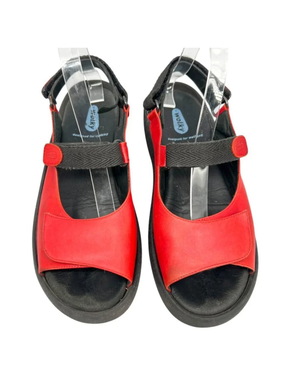 Wolky Jewel Red Leather Platform Sandals Size 40 EU 9 US Comfort Lagenlook